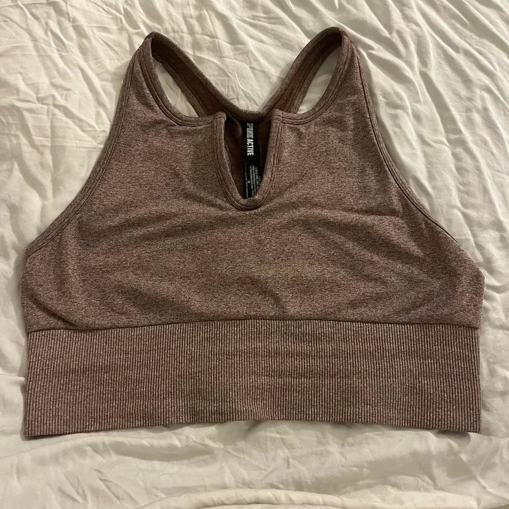 PINK Seamless Brown Sports Bra - Picture 1 of 4